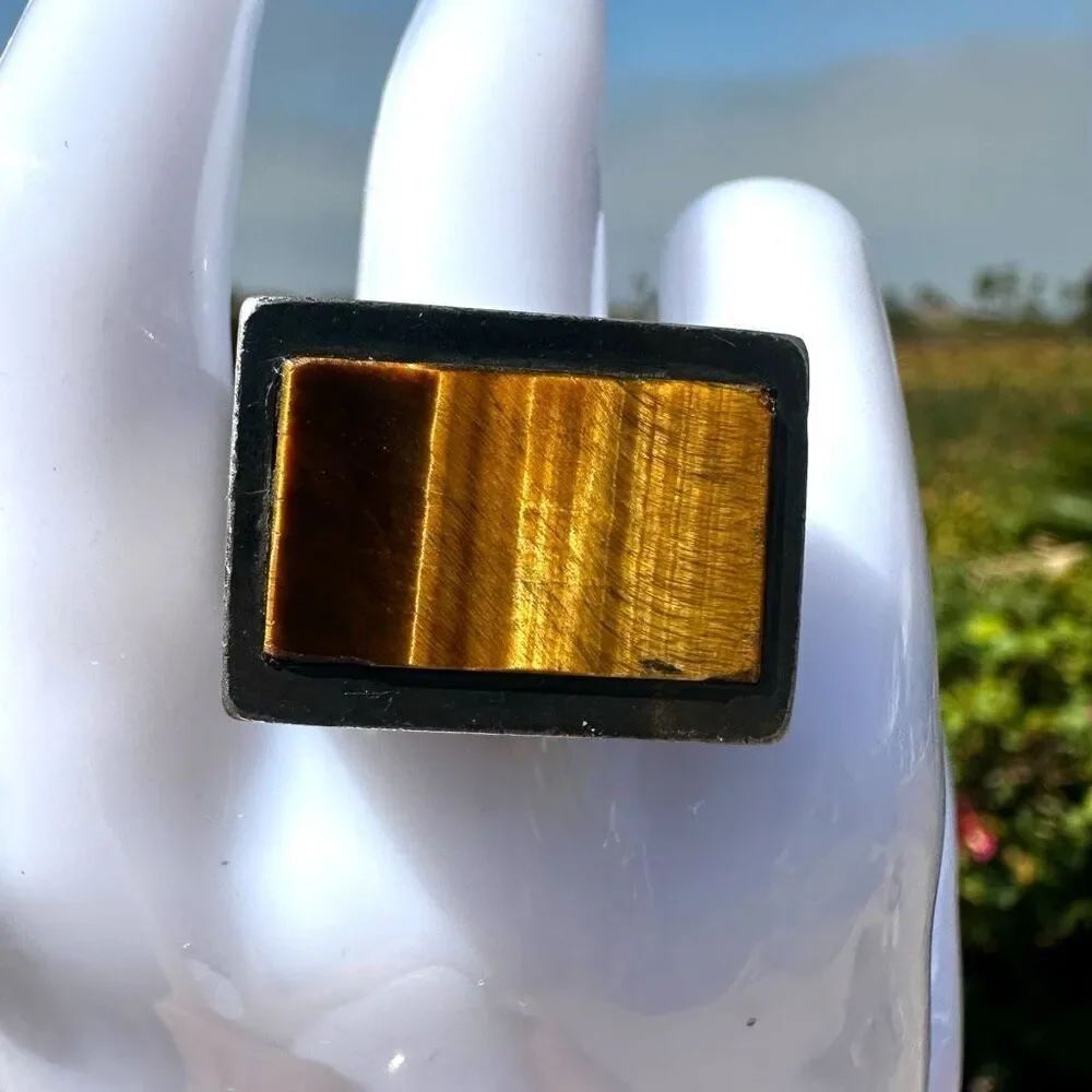 Vintage square Sterling men’s Tiger's Eye Ring